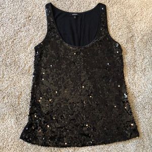 Express black sequined tank top
